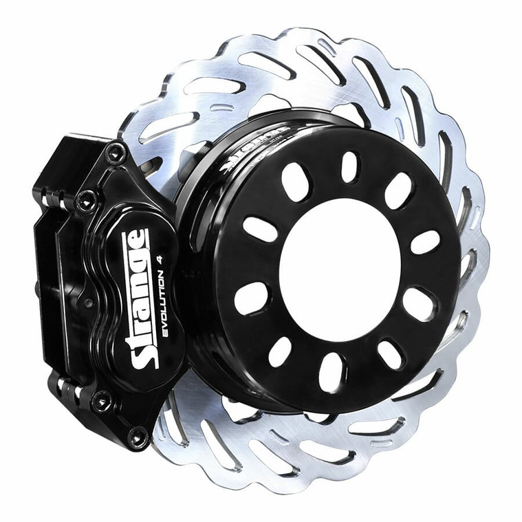 Strange Evolution Dynamic Drive Mount Front Brake Kit, 2010-2015 Chevrolet Camaro - Reuses OEM Hubs, Evolution S Rotors, 4 Piston Billet Evolution 4 Calipers with DTC-30 Semi Metallic Pads B4181WCE