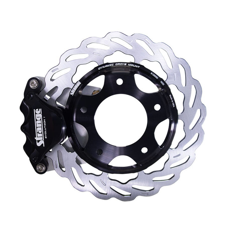 Strange Evolution Dynamic Drive Mount Front Brake Kit, Strange Ultra Struts & Penske Struts, Evolution S Rotors, Single Piston Evolution 1 Calipers with DTC-30 Semi Metallic Pads B4600WCE