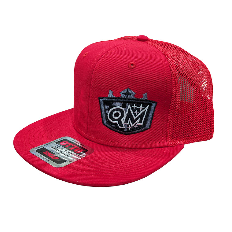 Quarter-Max Flat Bill Snapback Hat, Red