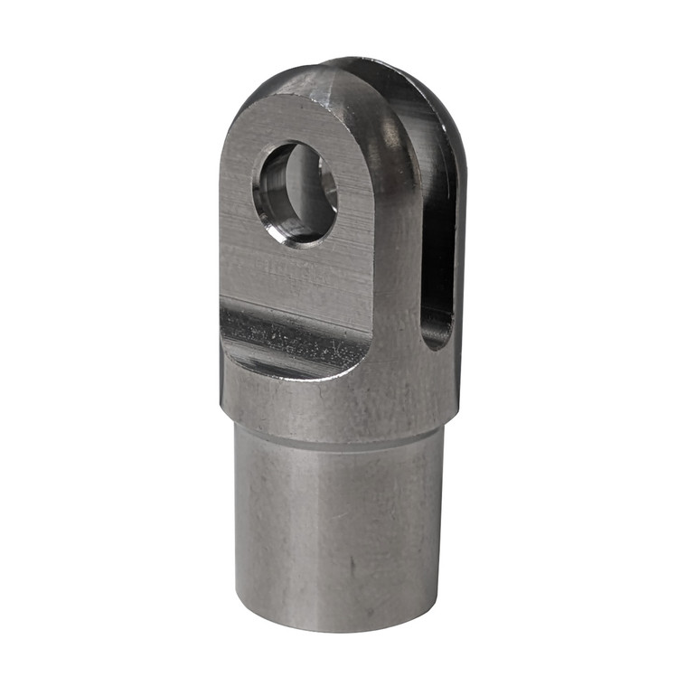 Clevis, Fits 5/8 in. OD x .050 in. W Tube, .140 in. Slot, .250 in. Hole, Titanium (QM-218118)
