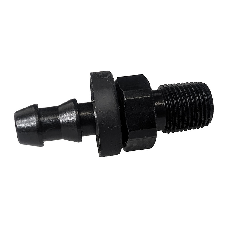 1/4" Hose Barb to 1/8" NPT MPT Male Straight Adapter Fitting, Aluminum, Black