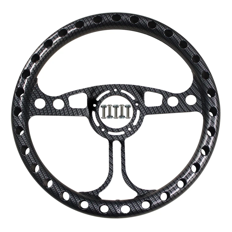 13 in. QM Max Lightweight Dished Steering Wheel, 5-Bolt, Carbon Finish