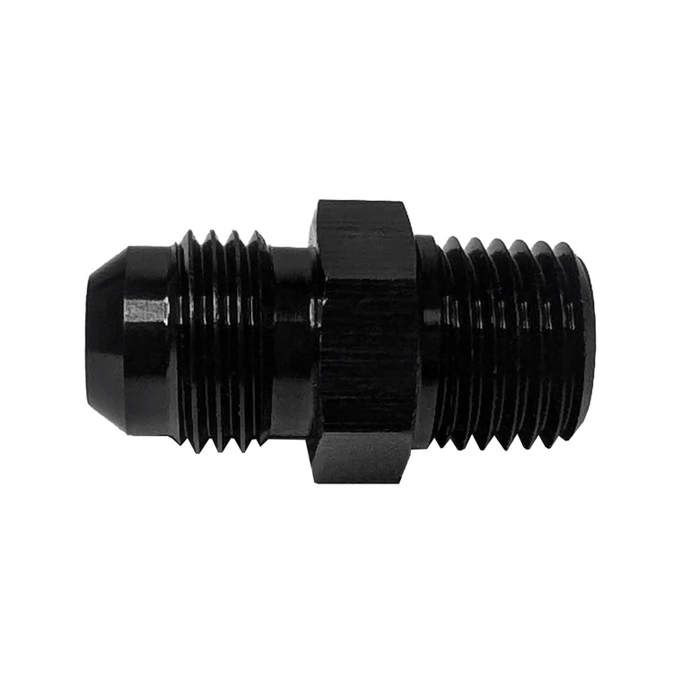 - AN to NPT Straight Adapter Fitting, -6 AN Male to 1/4 in. NPT Male, Black (FIT-AN837-06DBK)