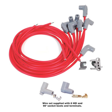 Kit De Cables De Bujía MSD 8848 - Set De 9, Terminales Doble Crimp, Botas Alta Temperatura, Protección Máxima