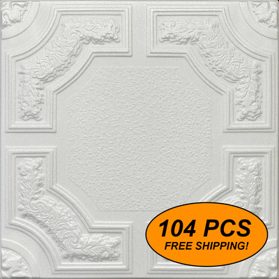 R28A Styrofoam Glue Up Ceiling Tile 20"x20", Pack of 104 (274 s/f)