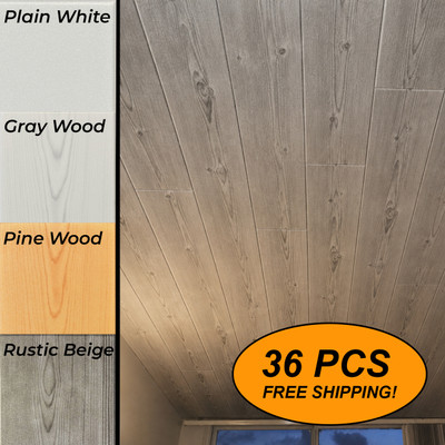 DIY Styrofoam Glue Up Ceiling Planks (36 Pcs)