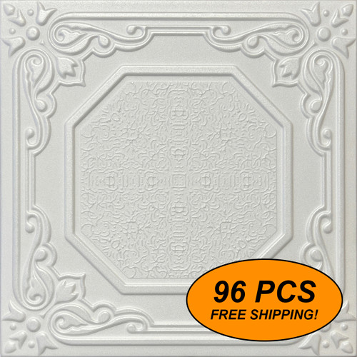 R32 Styrofoam Glue Up Ceiling Tile 20"x20", Pack of 96 (253 s/f)