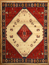 Afghanistan 5' X 6'6 Afghan red and cream tribal rug 