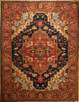 Traditional Heriz Serapi Style Hand Woven Rug 9'1" x 11'10" 