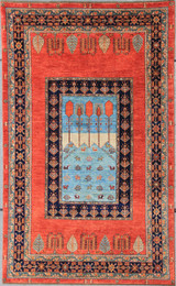 Traditional Gabbeh style red Rug 5'1 x 7'10 