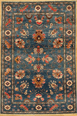Traditional Medium blue background color carpet 4'1 X 6'2 