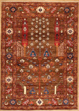 Traditional Brown background tree design carpet 4'11 X 7 