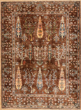 Tribal Rugs Brown background tree design carpet 4'1 X 5'8 