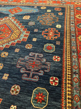 Geometric design dining room size rug with medallions 8'6 X 10'4