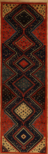 Tribal Rugs Geometric Yalameh style Indian runner 3' X 9'11 