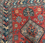 Hand Knotted Caucasian design Red runner 2'7x9'1