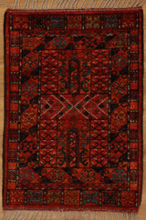 Tribal Rugs Small Turkmen design handmade Afghan throw Rug 2' X 2'11 
