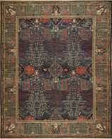 Transitional Light blue and olive green border Transitional design carpet 8'2x9'10 