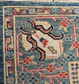 Light blue and olive green border Transitional design carpet 8'2x9'10