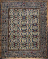  Light blue and beige Transitional design hand-woven room size carpet 8'3x9'9 