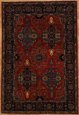 Traditional design Hand knotted red background carpet 4'1"x6'1