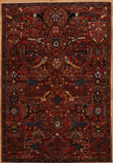 Traditional design Hand knotted brick red background carpet 4'x5'10"