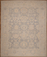 Traditional faded floral room-sized hand-knotted rug made in Pakistan, 7'11"x9'10"