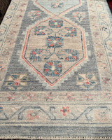 Faded Pakistani hand-knotted runner with multi-medallion design 2'8 x 10'