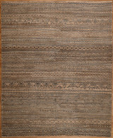 Faded contemporary hand-knotted carpet 7'10 x 9'7, woven with hand spun wool and vegetable dyes.