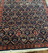 Hand Knotted Navy blue overall design runner 2'6 x 10'3