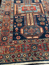 Hand Knotted Navy Blue Cuacasian style runner 2'11x9'7