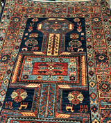 Hand Knotted Navy Blue Cuacasian style runner 2'11x9'7