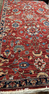 Hand Knotted red backgroun Traditional  overall design runner 2'9x9'9
