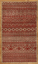 Hand-knotted Coral color Contemporary design carpet 3'x4'11