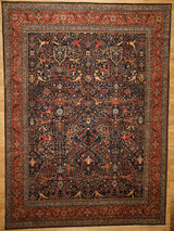 Large-sized hand-knotted Navy Blue Bijar design 9'11x13'9