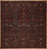 Square size Traditional design Navy blue background carpet 8'x8'2