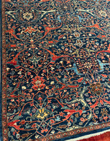 Square size Traditional design Navy blue background carpet 8'x8'2