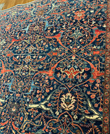 Square size Traditional design Navy blue background carpet 8'x8'2