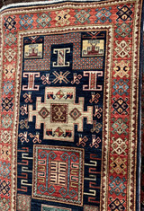 Navy blue and red Tribal design runner 2'8x8'