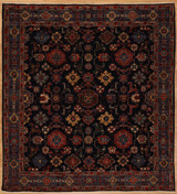 Traditional overall design Navy blue rug 6'3x6'10