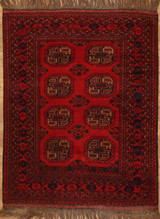 Vintage Afghan Turkmen Carpet 4'1x5'5