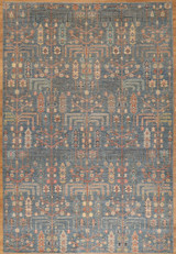 6x9 Light Blue Background Hand knotted rug.