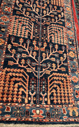 Blue background, narrow and short runner 1'10"  x 6'1"