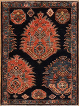 Navy-blue Salmond Hand-knotted small rug mat 2'4"x3'.