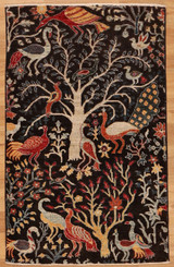 Black Background Bird Design Small rug 3'2"x5'1"