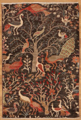 Black Background Bird design rug 3'3"x4'10".