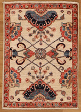2x3 Hand knotted medium Beige Background small rug.