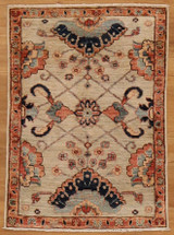 2x3 Hand knotted Beige Background small rug.