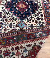 3'x11' Hand knotted Persian Yalameh Beige background Runner.