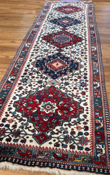 3'x11' Hand knotted Persian Yalameh Beige background Runner.